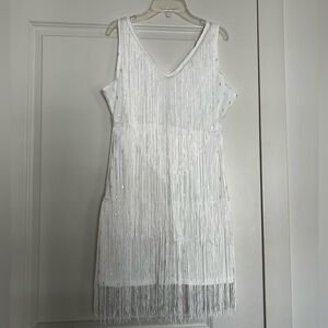 Elegant White Fringe Dress